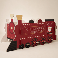 Boîte cadeau en carton 3D en forme de train de Noël, support festif pour cadeaux de Noël, pour la décoration de la maison, des fenêtres et des magasins