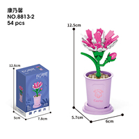 8813 Bloques de Construcción de las Doce Constelaciones, Serie de Flores de la Suerte, Piezas Pequeñas Educativas, Ladrillos de Ensamblaje DIY en Maceta, Juguetes de Regalo para Niños
