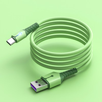 Cable de datos de silicona líquida para dispositivos electrónicos, Cable de datos de 1M, 1,5 M, 2M, Color Macaron, suave, seguro, OEM, Micro USB tipo C, Puerto IP con indicador LED