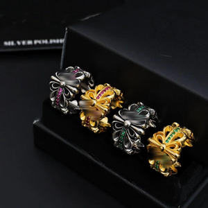 Anelli con Croce in <span class=keywords><strong>Rame</strong></span> Stile Chrome Hearts per Uomo e Donna, Placcati in <span class=keywords><strong>Argento</strong></span> e <span class=keywords><strong>Oro</strong></span>, Gioielli Vintage Trendy Retrò, Regalo all'Ingrosso - Product Image 2