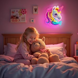 Anpassbare Dimmbare LED-Neonleuchte Einhorn-Design für Mädchenzimmer Schulklassenzimmer Party Kinderzimmer Dekorationen Maßgefertigte Neonschilder - Product Image 2