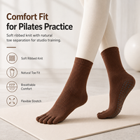 Kaos Kaki Pilates Rajut Khusus dengan Sol Anti-Selip Anti-Bakteri dan Bernapas untuk Studio Yoga Musim Semi Merek Kebugaran Label Pribadi