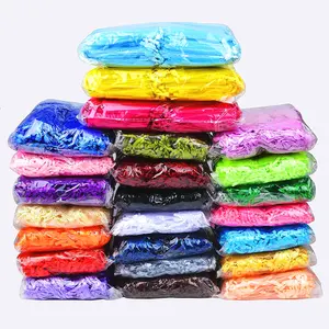 Großhandel Bunte Organza Band Organza Dot Ribbon Schmuck Verpackungs tasche 7*9 9*12 10*15cm Organza Taschen Geschenk Aufbewahrung