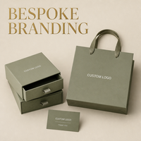 Scatola per Gioielli Ecologica di Lusso con Logo Personalizzato, Confezione Regalo in Carta Verde Salvia con Inserto per Anelli e Bracciali