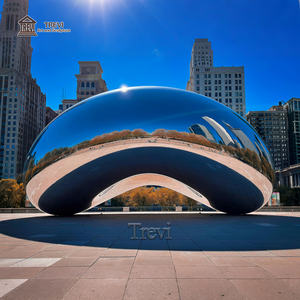 Sculpture de porte en nuage en acier inoxydable poli miroir TREVI, décoration extérieure de grande taille - Product Image 6