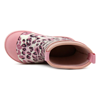 Chaussures de pluie écologiques en néoprène naturel pour filles, mi-mollet, toutes saisons, avec logo personnalisé, couleur imprimé léopard, pour tout-petits, usage quotidien