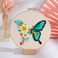 Kit de Bordado con Aguja Mágica de Algodón Hecho a Mano, con Base Termoadhesiva, Diseño de Flores, Punto de Cruz Personalizado, para Principiantes