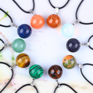 Chaude 16mm Nature Pierre Boule Ronde Pendentif <span class=keywords><strong>Poinçon</strong></span> Rond Collier Accessoires Coloré Boule De Cristal Améthyste Agate Collier pour Diy - Product Image 2