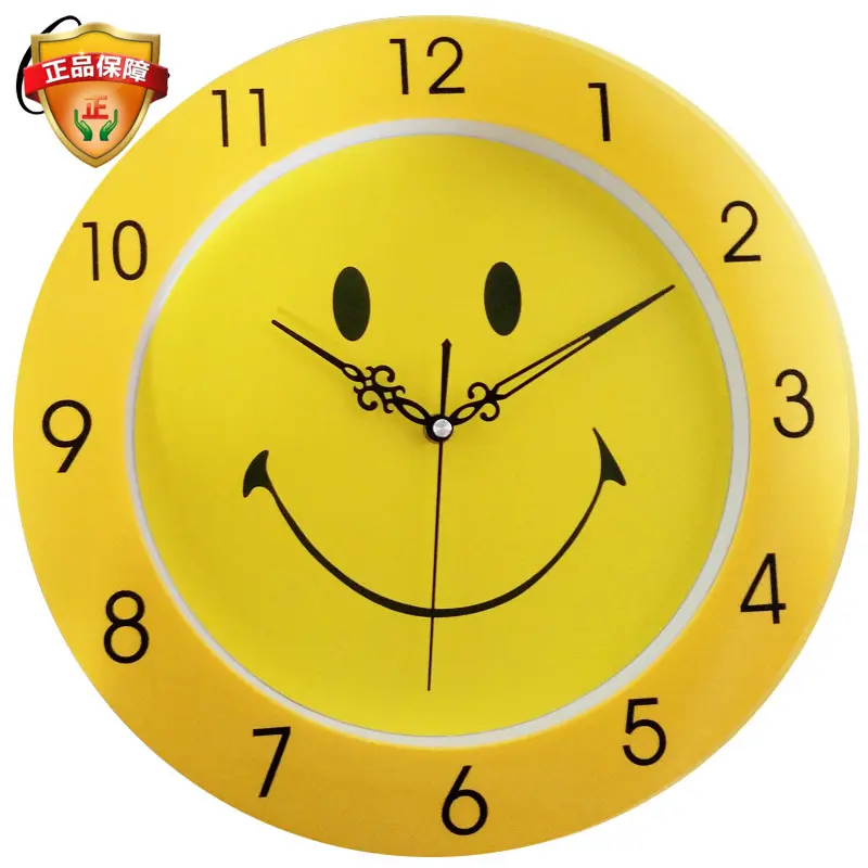 การ์ตูนน่ารักสีเหลืองผนังนาฬิกาเงียบCreativeนาฬิกาควอตซ์โมเดิร์นเด็กห้องนอนตกแต่งRelogio Parede Smiley Face SC75