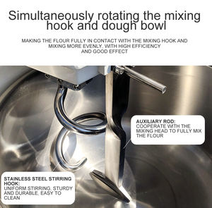 Equipo de panadería de 160kg de capacidad, mezclador en espiral de 250L, mezclador de masa, máquina Digital para hacer <span class=keywords><strong>Pasta</strong></span> de pan <span class=keywords><strong>y</strong></span> <span class=keywords><strong>Pizza</strong></span> para tiendas de alimentos - Product Image 3