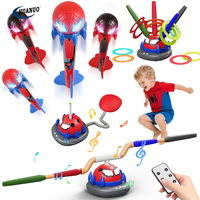 Jeu de lancer d'anneaux, jouets musicaux à sauter, jouets de sport d'extérieur et d'intérieur, lanceur de fusées 3-en-1 pour enfants