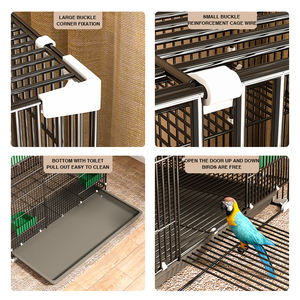 Plastik tepsi ve evcil hayvan besleme ambalajı ile donatılmış yükseltilmiş ve özel yapılmış demir yapıya sahip sağlam kuş kafesi. - Product Image 3