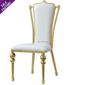 Fournisseur de Foshan en Chine, chaises royales modernes de luxe en acier inoxydable doré, meubles de mariage pour décorations - Product Image 1