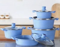 Lot de 10 ustensiles de cuisine en aluminium, casseroles profondes 20-32 cm, faitout peu profond 28 cm, revêtement antiadhésif effet granit, ensemble de casseroles de cuisine, nouveauté