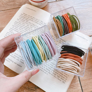 50pcs cheveux cravates pour femmes cheveux <span class=keywords><strong>avec</strong></span> bandeaux élastiques sans métal <span class=keywords><strong>avec</strong></span> paquet de boîte noir et gris - Product Image 1