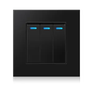 Profissional fábrica switch panel PC 86*86mm 3 2 gang maneira interruptor de parede interruptores de luz LED indicador