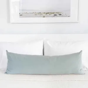 卧室柔软的欧洲假客厅蓝色天鹅绒腰枕套