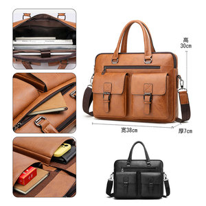 Высококачественный индивидуальный логотип 14 дюймов портативный портфель для ноутбука прочный полиуретановый материал Водонепроницаемая Наплечная Сумка для офисного использования - Product Image 1