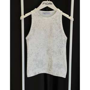 Fiori Haut en tricot sans manches pour femme, débardeur blanc doux et minimaliste, taille M - Product Image 1