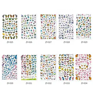 핫 세일 나비 네일 아트 스티커 3D 방수 셀프 접착 네일 데칼 네일 장식 10 디자인