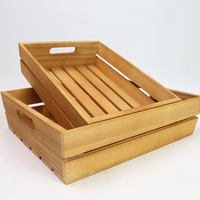Ensemble de 2 caisses de rangement en bois avec poignée Conteneur en bois décoratif rustique pour caisses de rangement