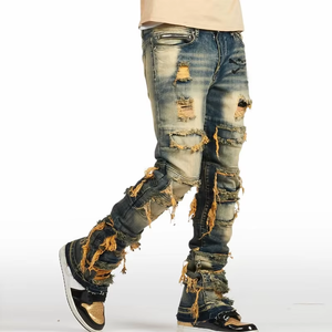 ديزنيو مخصص جينز مصمم ملابس الشارع استرخاء ضئيلة المناسب حمض غسلها سراويل الدنيم للرجال - Product Image 2