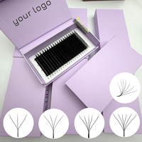 Extensions de cils Neelash personnalisables, sans logo, ultra-fines 0.07C 0.07D, noir mat, brun, forme W, en soie cachemire, faites à la main, sans cruauté animale