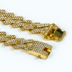 New Style 14mm Hip-Hop Jewelry Colorful Rhombic <strong>Chain</strong> Gold Plated Stainless Steel Cuban <strong>Chain</strong> Necklace Men Gift - Product Image 6