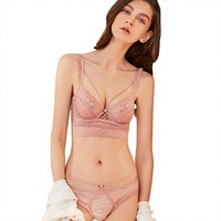 ODM Dames Plus Size Bloemrijk Kant Ongewatteerde Minimizer BH en Slip Set voor Volle Boezem Ademend Sheer Lingerie