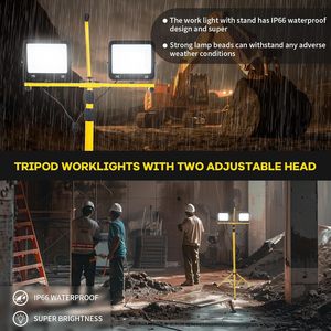 Dual-Head Work <b>Light</b> Adjustable Tripod Stand IP65 Waterproof With Metal Telescopic 10 Ft Power Cord WD-680 Dual-Head Work <b>Light</b> - Product Image 3