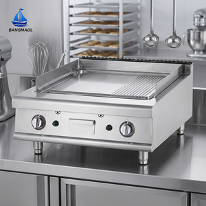 Professional Versatile Countertop <b>Griddle</b> Half Ribbed Half Flat <b>Plate</b> Dual Zone Teppanyaki Grill Machine Pro - Product Image 1