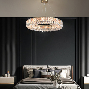 Lustre en cristal finition or E26 LED 3500K blanc chaud, intensité variable, hauteur réglable, luminaire suspendu pour salon, haute luminosité - Product Image 1