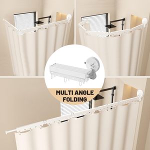 CF <span class=keywords><strong>tringle</strong></span> à rideau de douche pliable à 360 ° pour salle de bain, cintre rétractable, porte-linge - Product Image 2