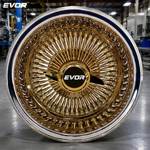 גלגלי EVOR 13x7 בצבע זהב עם חישוקי תיל בגודל 13 אינץ' וצמיגים עם דופן לבנה - Product Image 4
