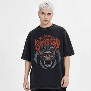 Người đàn ông của rửa sọ đồ họa t-shirt cổ điển thời trang đường phố quá khổ Ngắn Tay Áo <span class=keywords><strong>Tee</strong></span> - Product Image 3