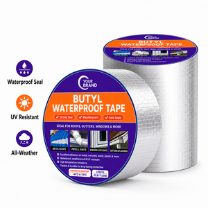 Ruban d'étanchéité en butyl avec feuille d'aluminium résistant aux UV pour <span class=keywords><strong>toiture</strong></span>, conduits de climatisation et isolation des tuyaux de climatiseur - Product Image 1