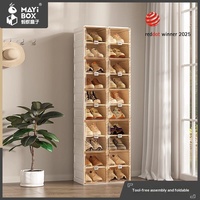 Meuble à chaussures rectangulaire pliable de grande capacité et haute précision, minimaliste, à 8 niveaux, pour entrée, en plastique