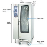 Horno Combinado Comercial de Acero Inoxidable - Vaporera Eléctrica y Cocina de Convección - Estación de Cocción de Alta Resistencia para Restaurantes