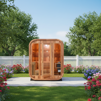 Outdoor Massivholz Rote Zeder Umweltfreundliche Elektrische Kommerzielle Quadratische Sauna mit Ofen für 4-6 Personen Nassdampf 9KW Villa Neu Versandfertig
