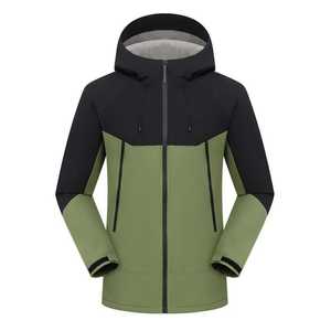 Veste coupe-vent unisexe avec doublure intérieure, vêtements de travail à capuche contrastés de couleur unie pour l'hiver - Product Image 2