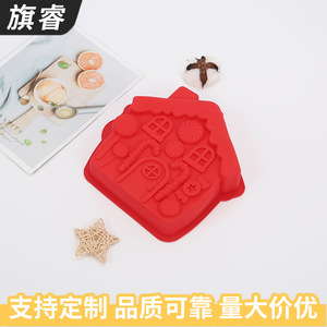 Christmas House Silicone Baking Mold Red Large Cake Chocolate Mold For Holiday Desserts - Product Image 5