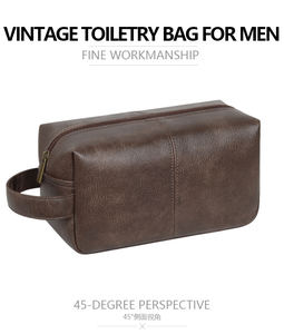 Trousse de Toilette de Voyage Portable en Cuir PU Souple Résistant à l'Eau avec Logo Personnalisé, Pochette de Maquillage de Luxe à Fermeture Éclair pour Homme - Product Image 5