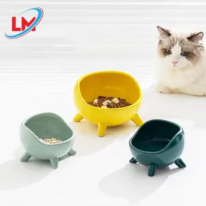 Cuenco de cerámica para cachorros con soporte, cuencos de agua para gatos, protección para el cuello, alimentador de comida para mascotas, suministros para mascotas