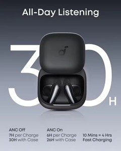 Soundcore by Anker Liberty Buds, Auriculares Semi-Intrauditivos, Cancelación de Ruido Adaptativa, Orejeras Extraíbles, Carga Rápida, Auriculares Inalámbricos BT - Product Image 4