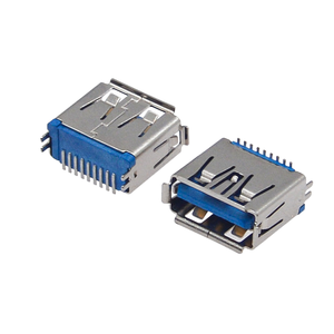 Connecteur USB 3.0 Type-A femelle à montage vertical, 9 broches avec goupilles de verrouillage sécurisées et isolation bleue (hauteur 11,5 mm) - Product Image 1