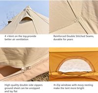 Woqi 4-saisons toile de coton imperméable grande famille Camp Beige cloche tente chasse tente murale