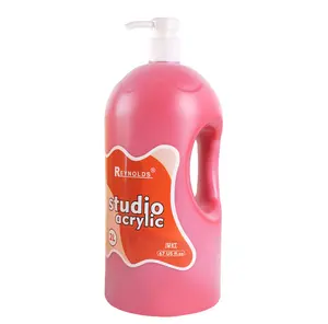 L'économie bouteille acrylique peinture 1/2 gallons 2 Litres pour les étudiants et les artistes excellente couverture et séchage rapide pompe couvercle Inclus