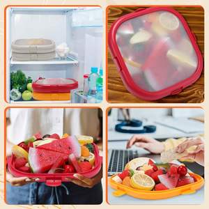 Boîtes de conservation réutilisables en silicone de 8 pouces avec logo personnalisé, anti-oxydation, pour fruits, légumes et aliments, idéales pour les avocats et les sandwichs - Product Image 4