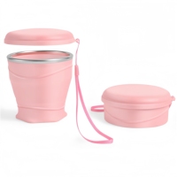 Gobelet pliable en silicone pour sports de plein air, anti-fuite, sans BPA, réutilisable, couleur personnalisée - Tasse de rinçage portable extensible unisexe pour voyage