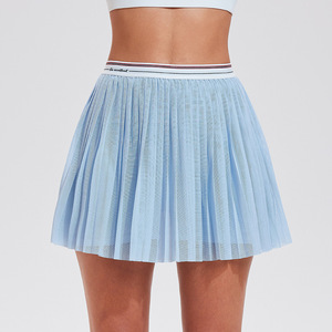 Falda Deportiva JY para Mujer, Cintura Alta, Malla Plisada, para Yoga y Fitness, con Forro <span class=keywords><strong>de</strong></span> Doble Capa, Secado Rápido, Informal, para Correr, <span class=keywords><strong>Tenis</strong></span>, Color Sólido - Product Image 5